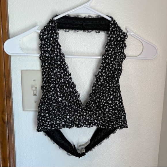 Free People Intimately Black and White Star Lace Bralette S - Picture 1 of 4